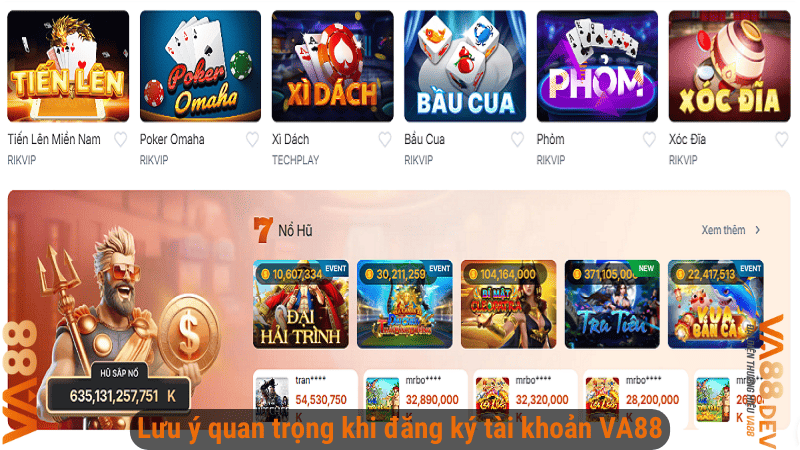 Lưu ý quan trọng khi đăng ký tài khoản VA88